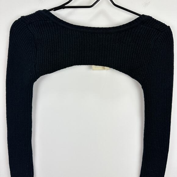 SER.O.YA Ribbed Knit Shrug Sweater Long Sleeve Open Crop Black Balletcore XS NWT - Picture 8 of 8